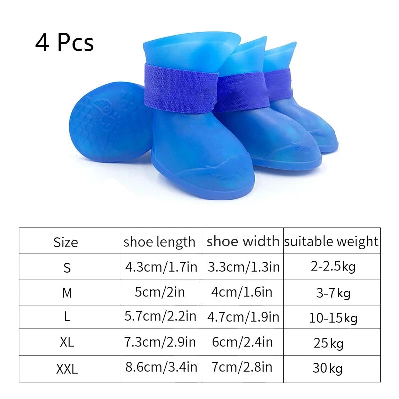 Waterproof Dog Rain Boots – Anti-Slip Rubber Shoes for Small, Medium, Large Dogs