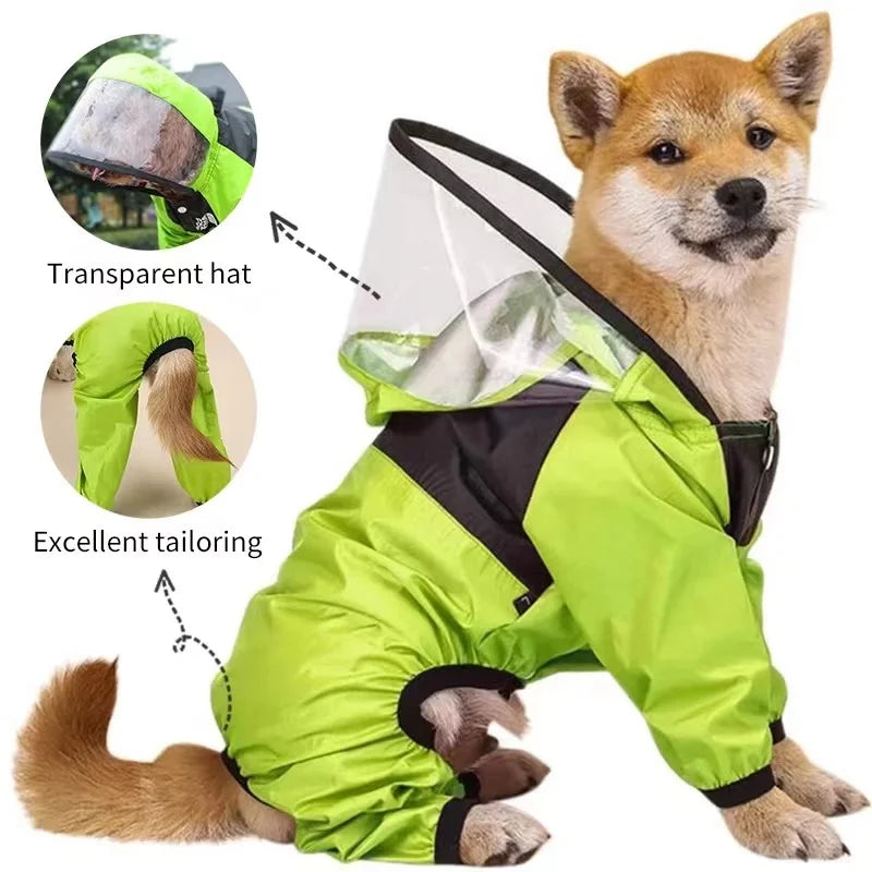 Waterproof Dog Raincoat with Hood – Lightweight Pet Jumpsuit for All Sizes