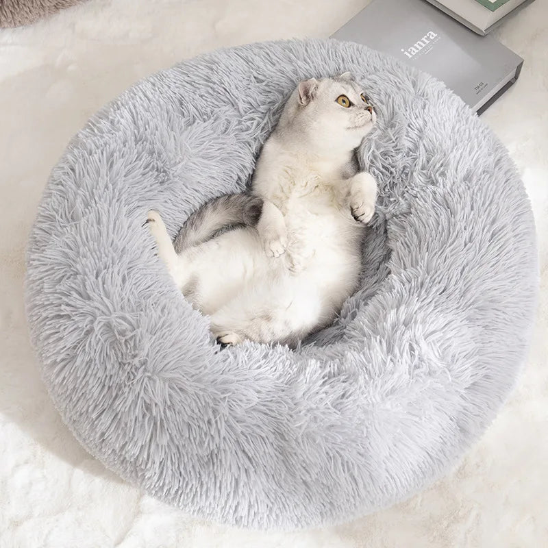 Plush Donut Dog Bed - Washable & Cozy for All Sizes