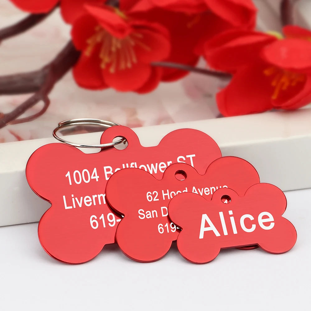 Personalized Dog & Cat ID Tag – Custom Metal Bone Shaped Pet Name Tag for Small & Large Pets