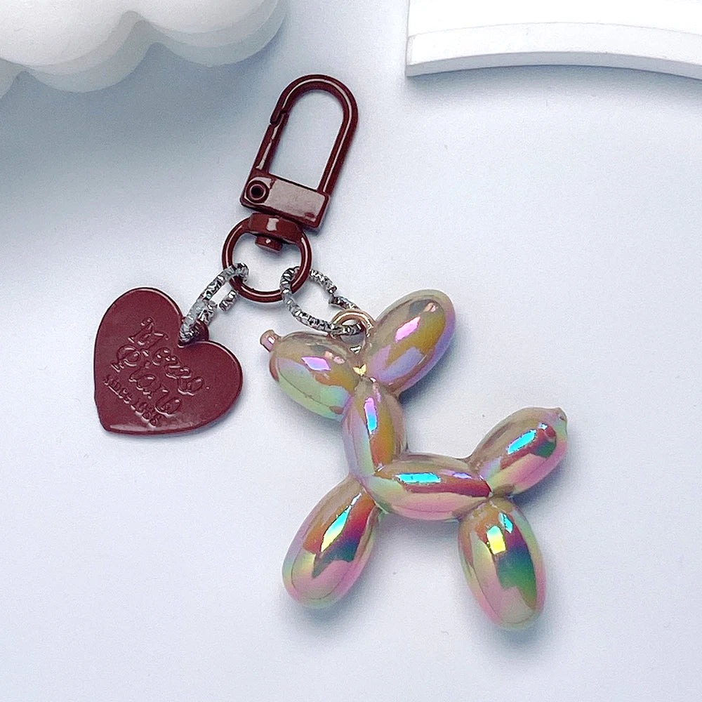 Cartoon Balloon Dog Keychain – Cute Acrylic Bag Charm for Women & Couples