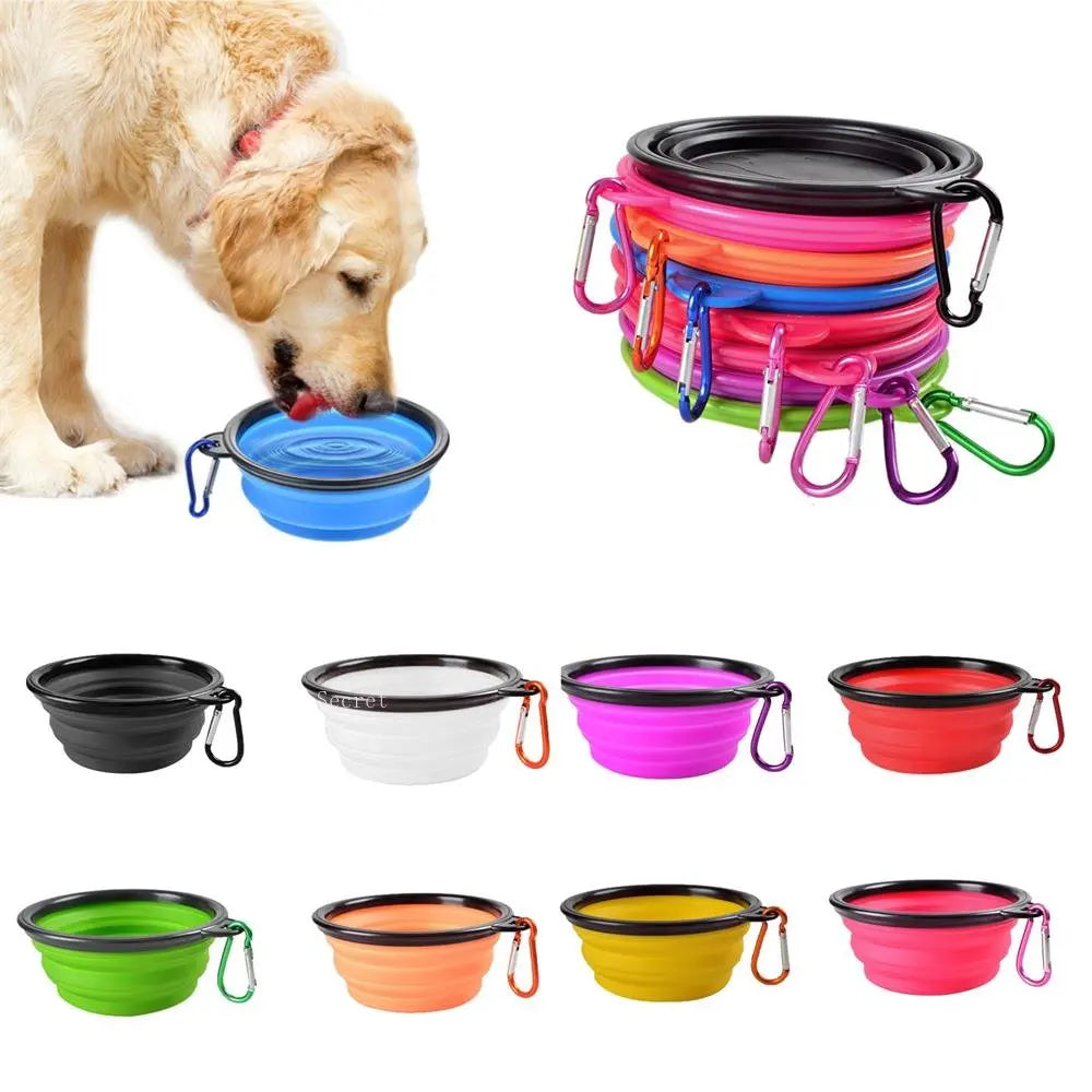 Collapsible Silicone Travel Bowl for Pets with Carabiner