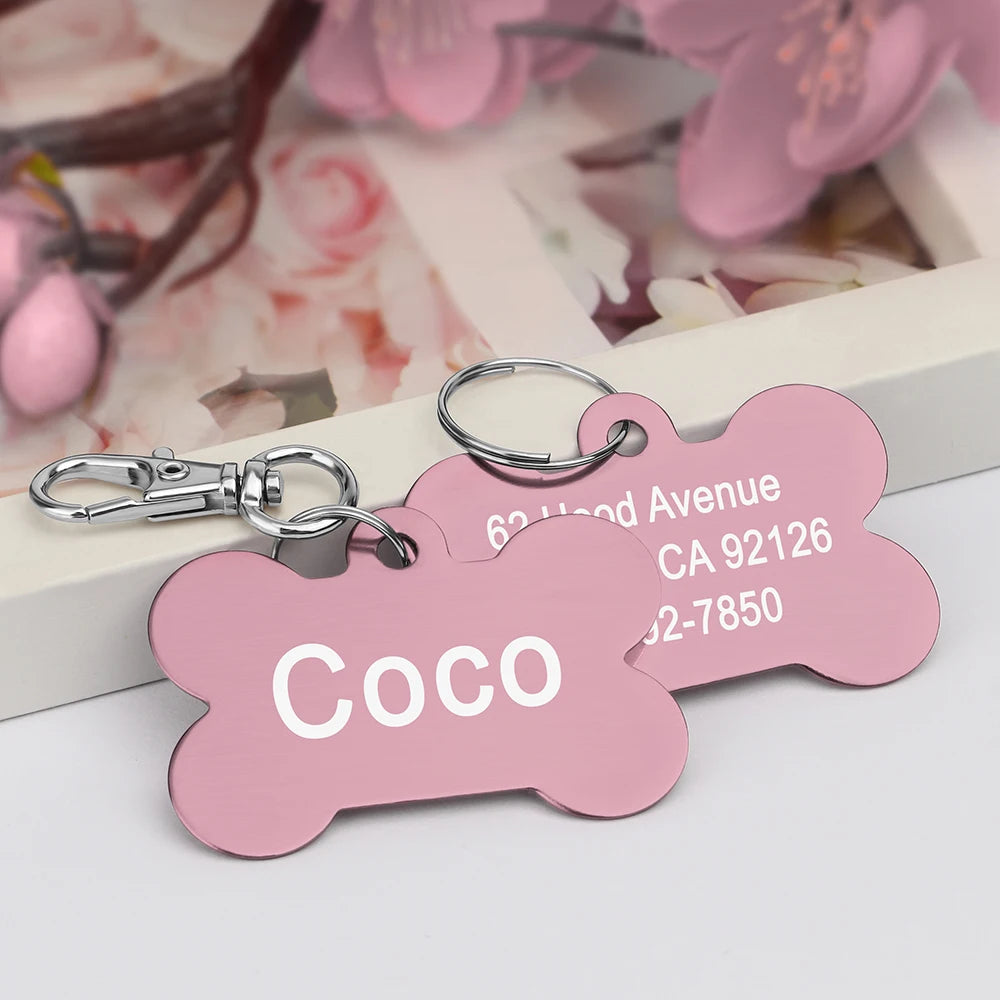 Personalized Dog & Cat ID Tag – Custom Metal Bone Shaped Pet Name Tag for Small & Large Pets