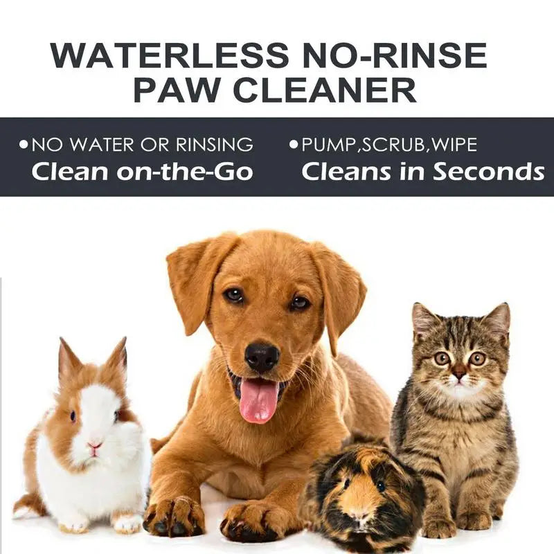 Rinse-Free Pet Paw Cleaner Foam - Portable with Silicone Brush