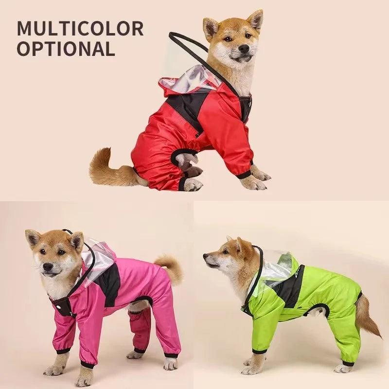 Waterproof Dog Raincoat with Hood – Lightweight Pet Jumpsuit for All Sizes