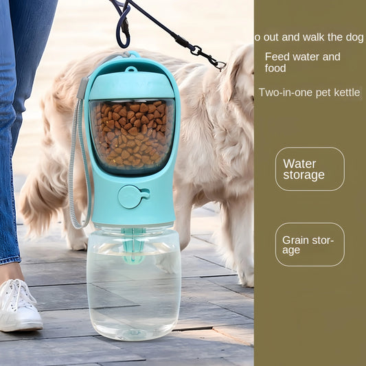 2-in-1 Portable Pet Water Bottle & Food Container – Travel Feeder for Dogs & Cats