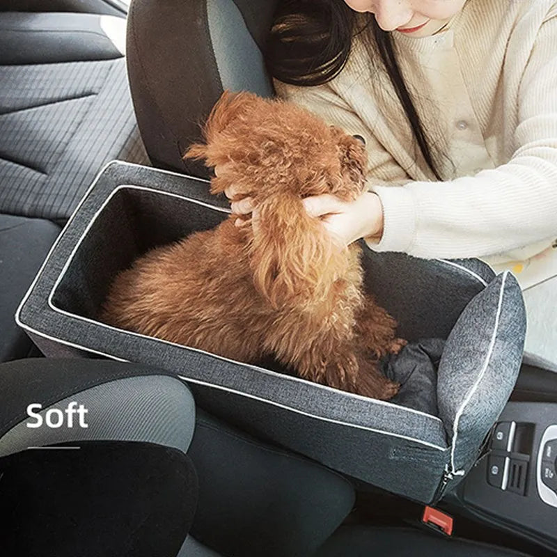 Portable Central Car Dog Seat Bed – Safe Travel Carrier for Small Pets