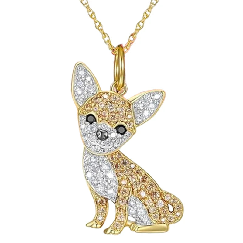 Exquisite Schnauzer Dog Pendant Necklace – Elegant Rhinestone Puppy Jewelry for Women, Perfect Gift for Dog Lovers