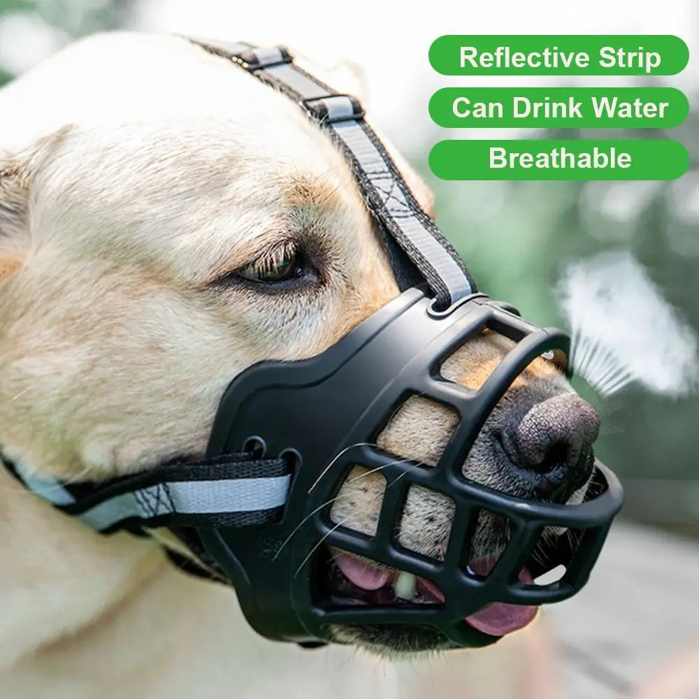 Adjustable Reflective Dog Muzzle – Breathable, Anti-Biting Mouth Cover