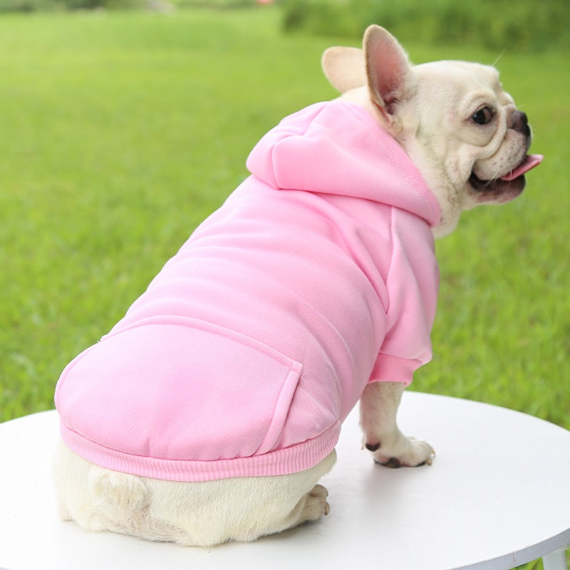 Winter Hooded Sweatshirt for Small & Medium Dogs – Cozy Pet Jacket with Pocket for Chihuahuas, French Bulldogs, and More